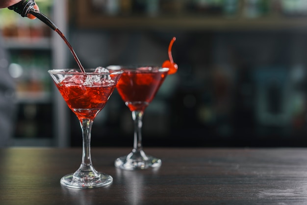 Different cocktials in a bar