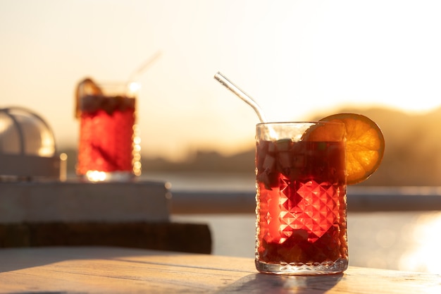 Sangria drinks on table outdoors